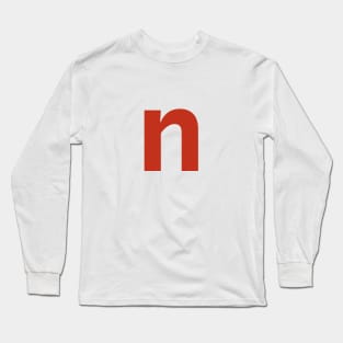 Letter n in Red Text Minimal Typography Long Sleeve T-Shirt